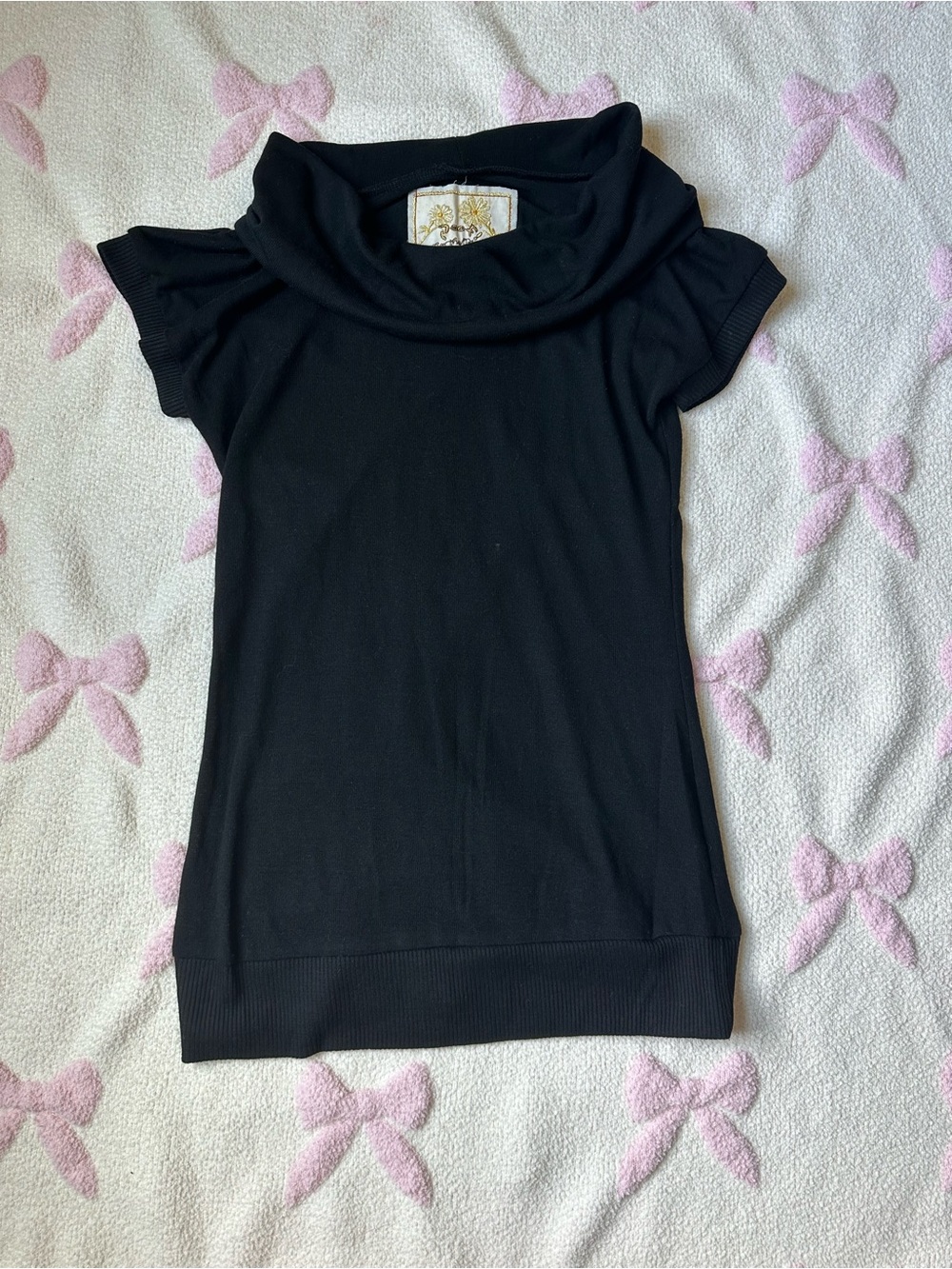 Y2K Poof Cowl Neck Short Sleeve Top - Unbranded